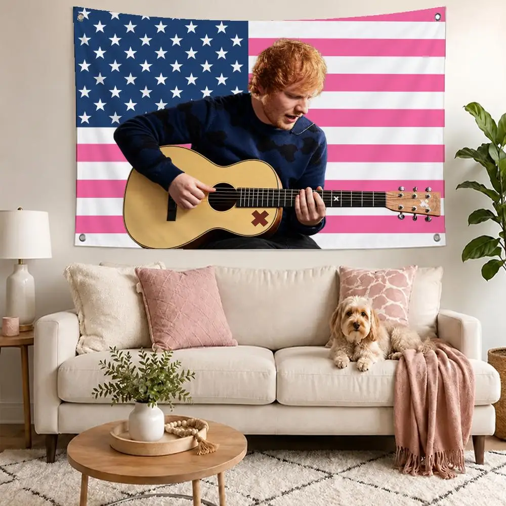 Smooth Singer Ed Sheeran Flags Concert Print Wall Hanging Art Banner, Indoor Outdoor Bedroom Home Decor Backdrop, Perfect Gift