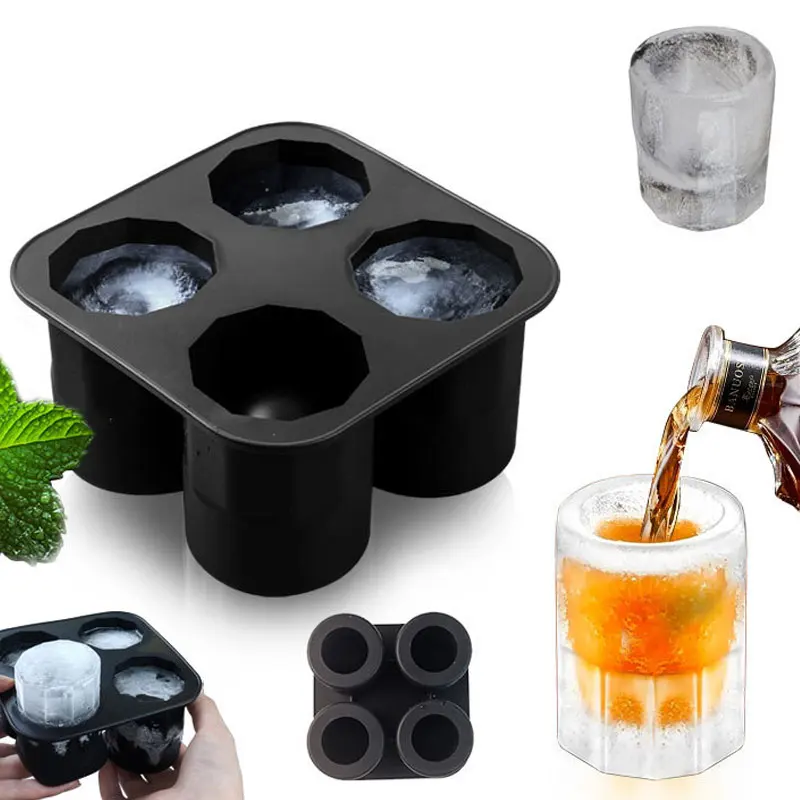 

Silicone Ice molds Large capacity 4 cup /Trays for Freezer Reusable Whiskey Glass Ice Cubes Summer Bar Drinks Party Beer