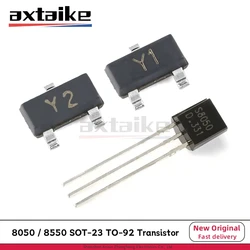 NPN PNP MMBT 8050 8550 SMD DIP 트랜지스터, S8050, S8050, SS8550, J3Y, 2TY, Y1, SOT-23, TO-92, 500mA, 0.5A, 1.5A, 25V, 40V, 100 개