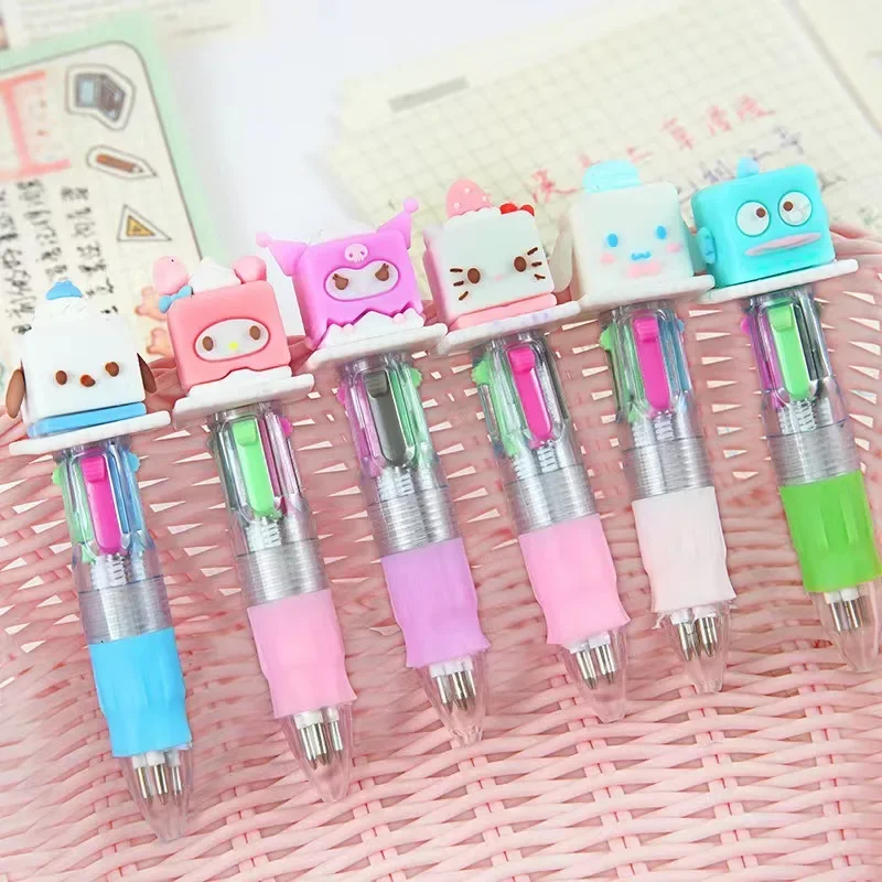 Dessert Cake Sanrio 4 Color mymelody Kuromi Cinnamoroll Pochacco Chunky Ballpoint Pen Kawaii Rollerball Pen Stationery Gift