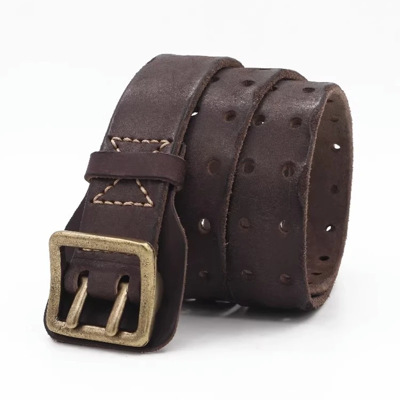 Cintura da uomo con fibbia a doppio ago originale fatta a mano, fatta ad acqua, vecchia cintura di Jeans Macho, cintura tattica dell\'esercito y2k in