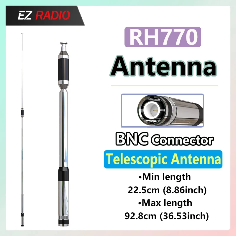 RH-770 Antenna BNC Connector 144/430Mhz Dual Band High Gain Telescopic Walkie Talkies Antenna For BCT15X IC-V8 V80 Kenwood TK100