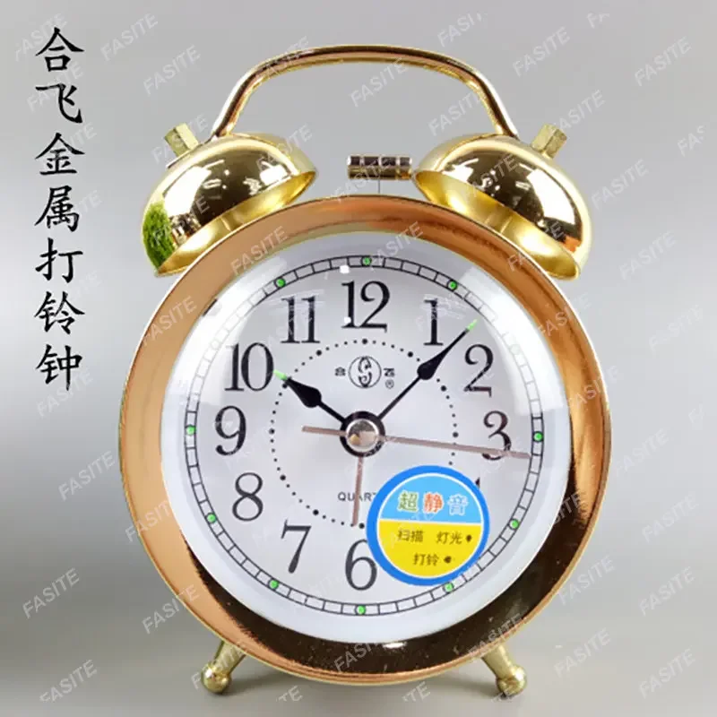 Retro Mechanical Alarm Clock Metal Gold Table Clock Creative Bedroom Bedside Desktop Alarm Watch Clocks Chicken Peck Rice Gift