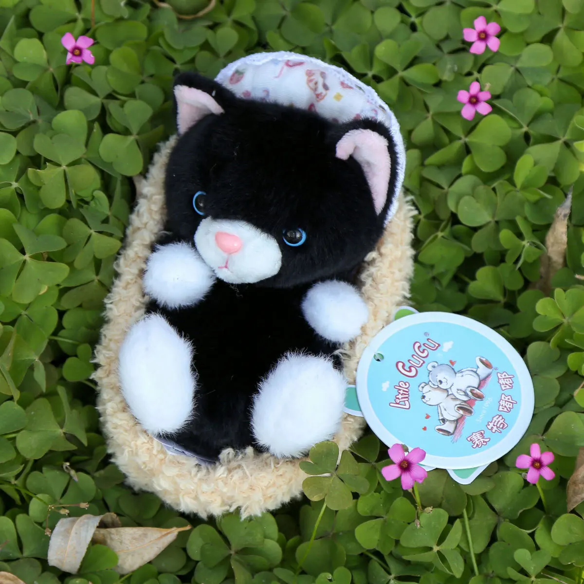 Simpatico gatto addormentato culla bambola di peluche giocattolo decorazione della stanza simulazione animale domestico gattino peluche bambola di pezza regalo di compleanno per bambini