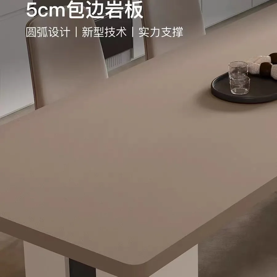Italian minimalist rock slab dining table modern simple household large rectangular dining table
