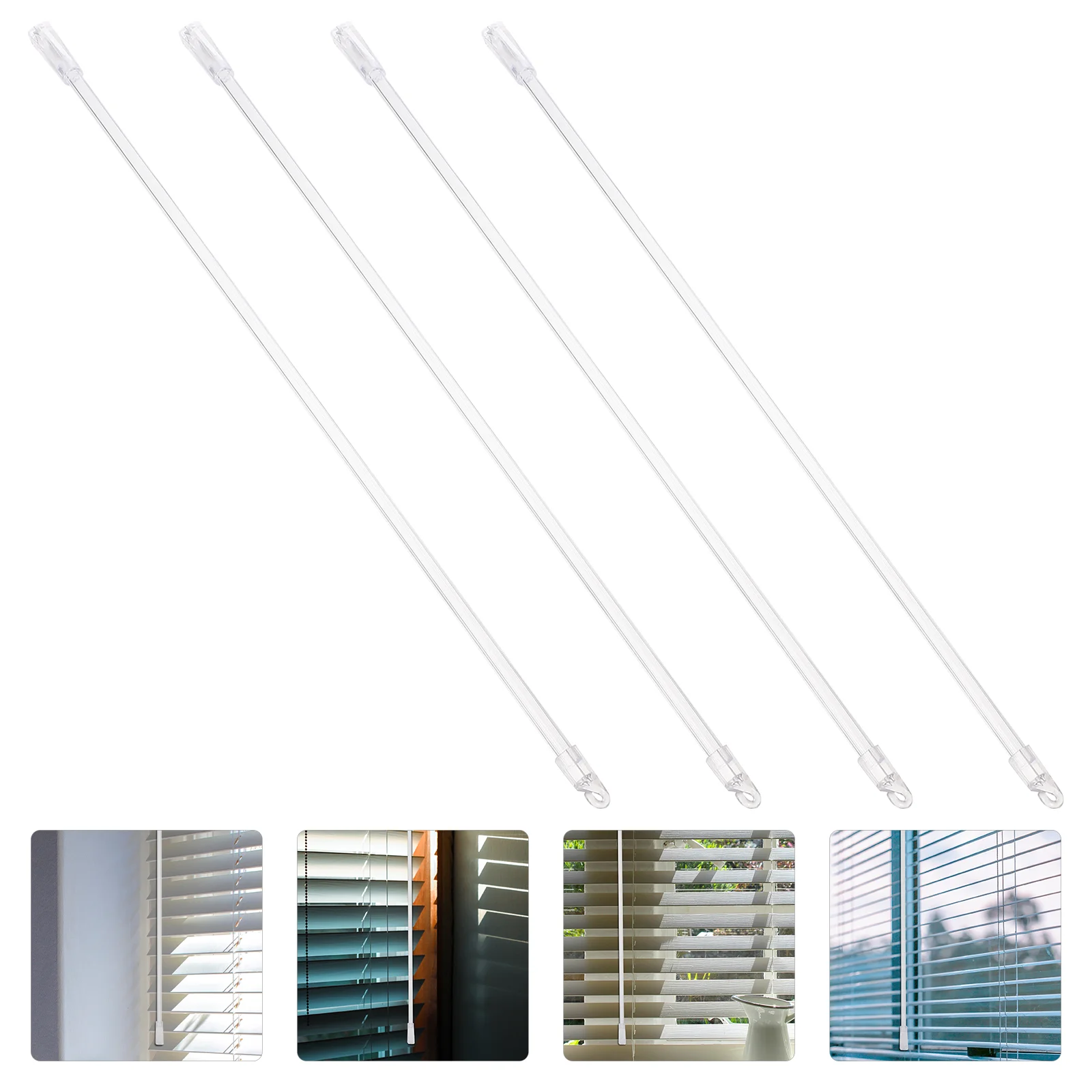 

4 Pcs Decor Shutter Rotary Rod Vertical Blinds Stick Convenient Pulling Hook up Curtain Accessory White Wand Office