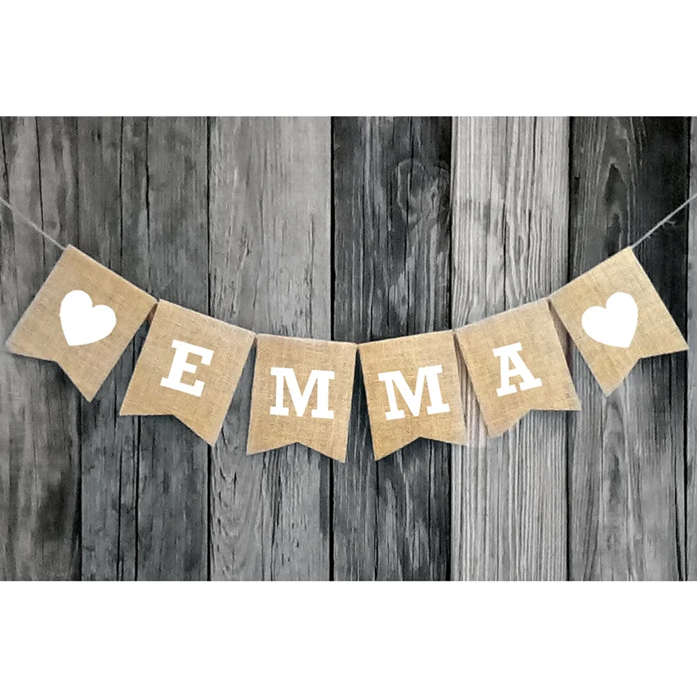 Personalized Burlap Banner Design Your Own Banner Photo Prop Birthday Party Decoration Rustic Vintage Sign Baby Shower Accessory