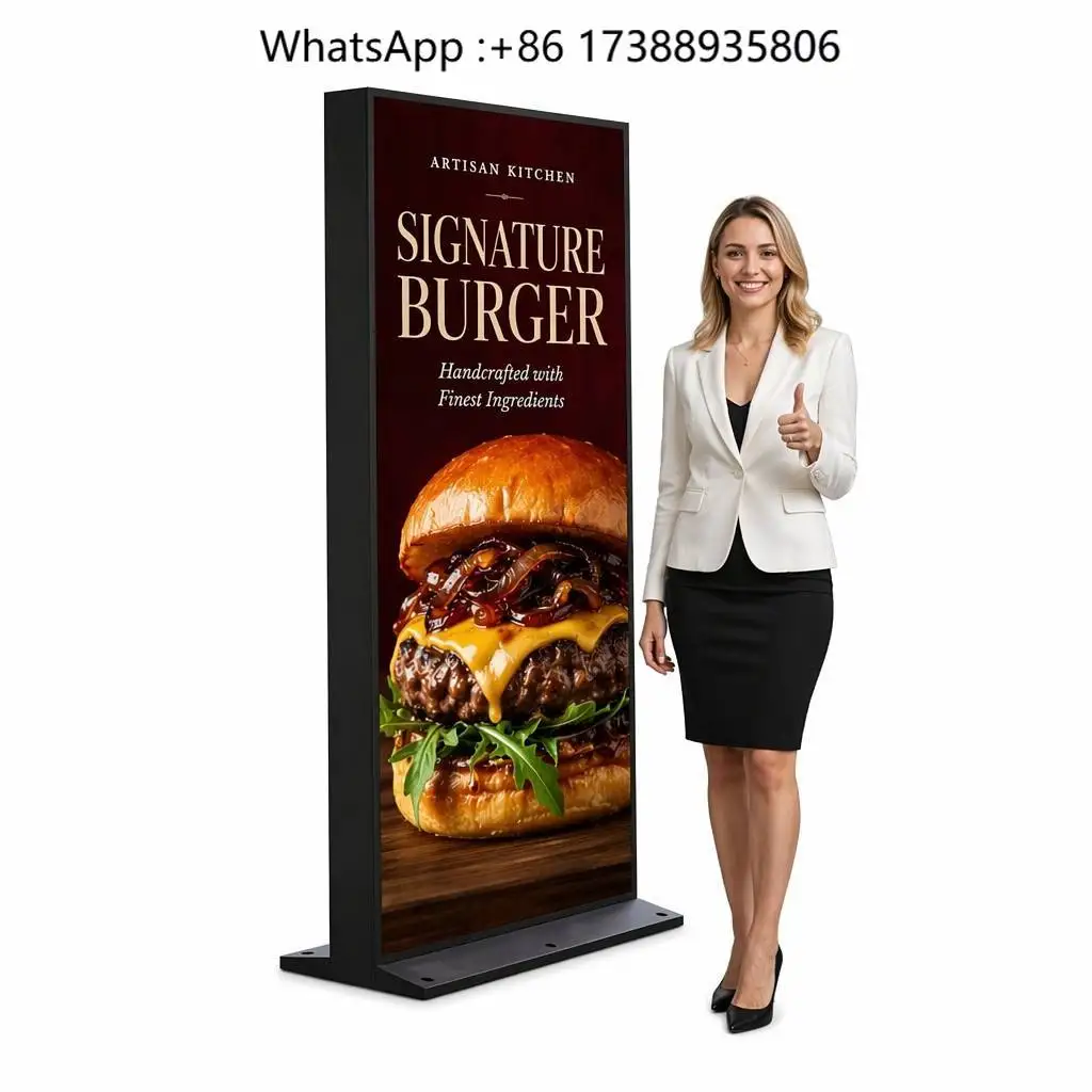 Ad Totem Floor Standing Digital Signage Kiosk for Outdoor Lcd Screen Wifi Uhd 4k Media Player Cms Vertical Equipment Billboard