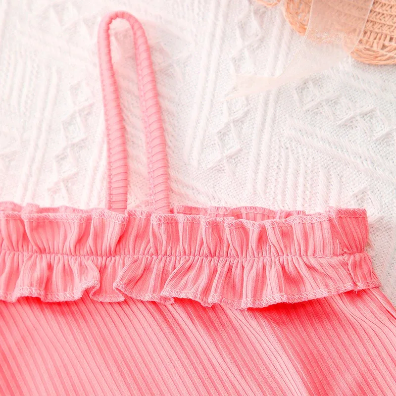 2025 Summer Girls Set Off Shoulder Top Printed Casual Pants Outdoor Beach Suit Sweet Casual Children's Clothing Two-Piece Set