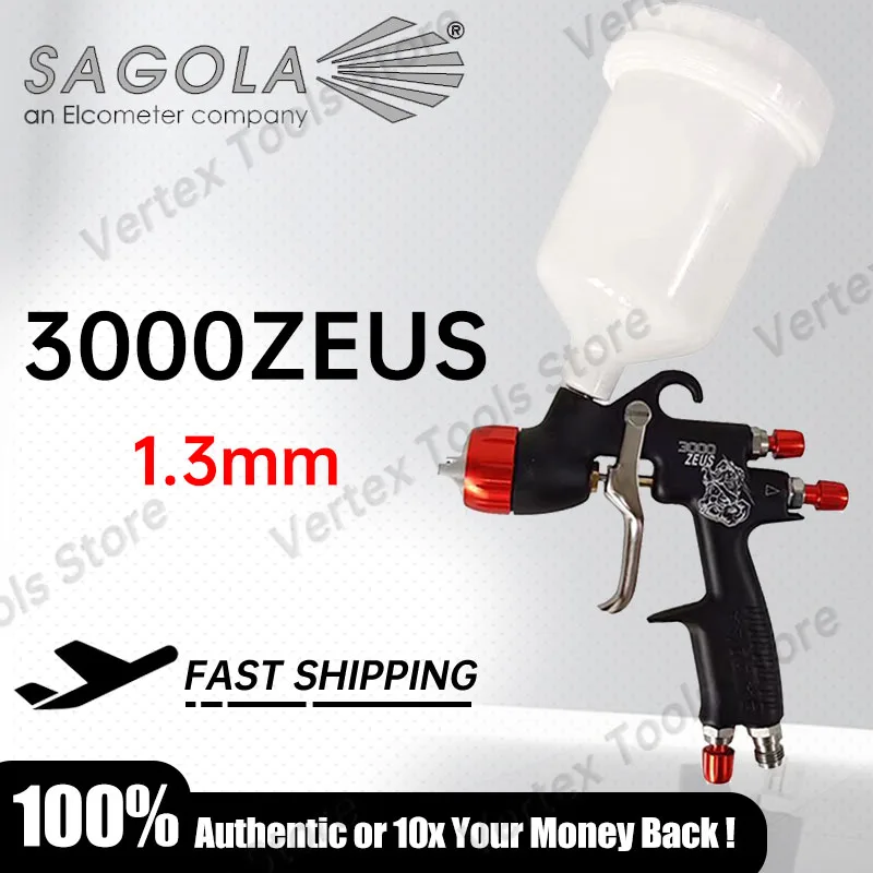 SAGOLA 3000ZEUS 3000 ZEUS 1.3mm Pneumatic Paint Sprayer High Atomization Car Auto Body Refinish Clear Coat Furniture Wood Sprayr