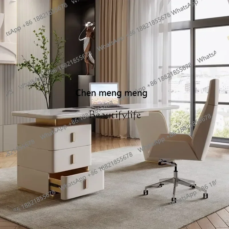 

New arrive Light luxury rock slab modern simple desktop computer desk home study writing desk