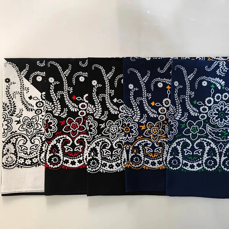 Fashion Hip Hop Cotton Square Neck Scarf Cashew Paisley Print Bandanas Kerchief Women Headband Unisex Men Mask Handkerchief Gift