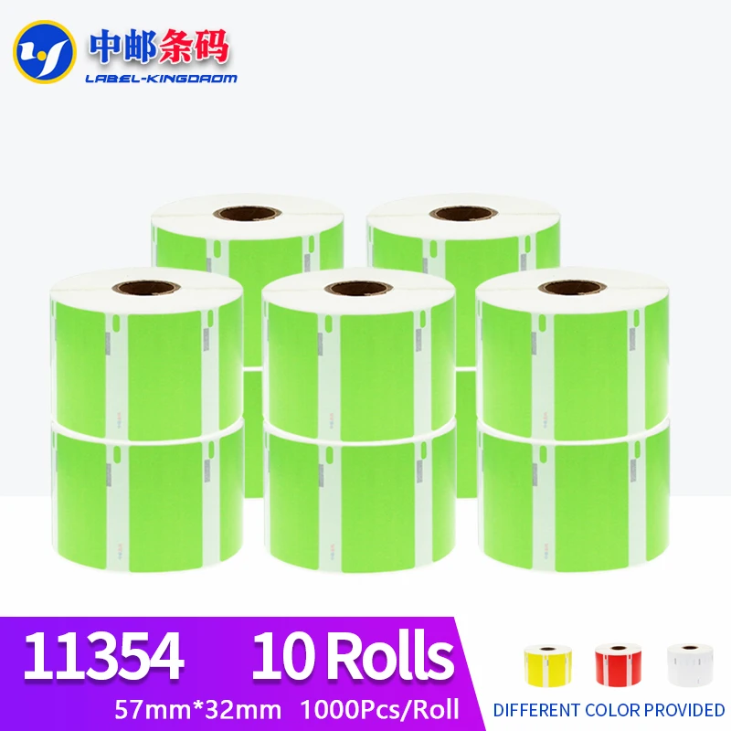 10 Rolls Dymo Compatible Green 11354 Label 57mm*32mm 1000Pcs  for LabelWriter 400 450 450Turbo Printer Seiko SLP 440 450