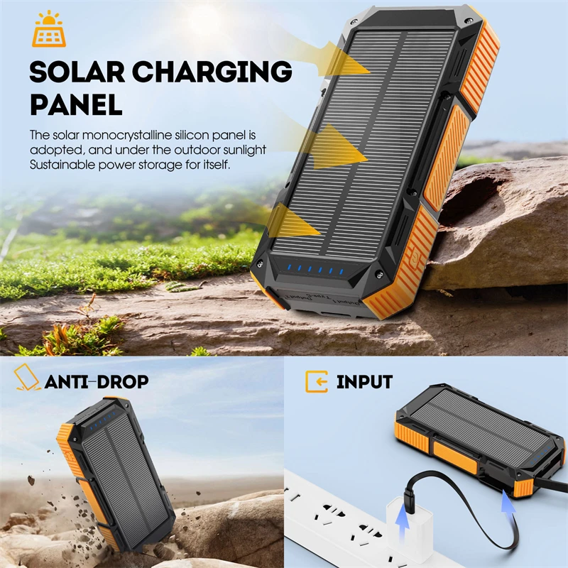 20000mAh 磁気ワイヤレスソーラーパワーバンク PD 20W急速充電 ポータブル外部バッテリー Magsafe対応 iPhone 16 15 14 13 12用