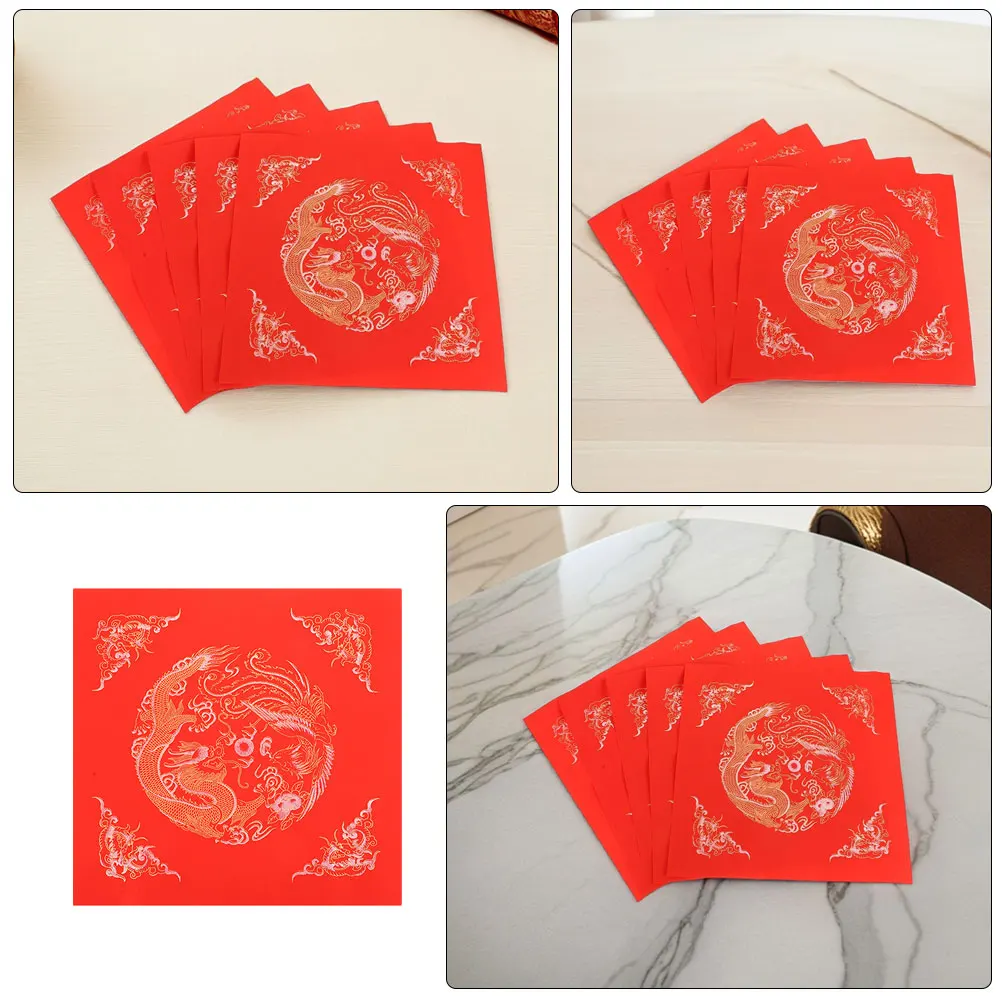 

20 Pcs Calligraphy Red Paper Chinese Painting Cardboard New Year Craft China Couplets Rice Papers Flet