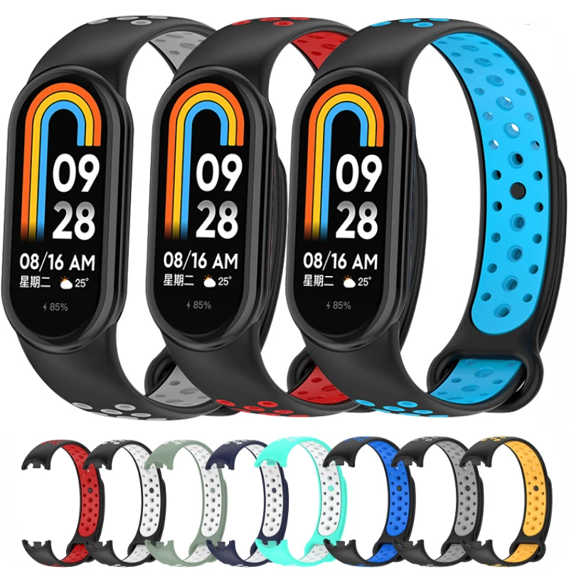 

Two-tone Silicone Strap for Xiaomi Mi Band 8 Smart Watch Replaceable Wristband Correa for Mi Band 8 Sport Bracelet Accessories