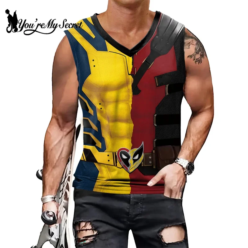 [You're My Secret] Wolverine Deadpool Cosplay V neck Tank Top Men Gym Compression Shirts Superhero James Howlet Vest Costume # 1