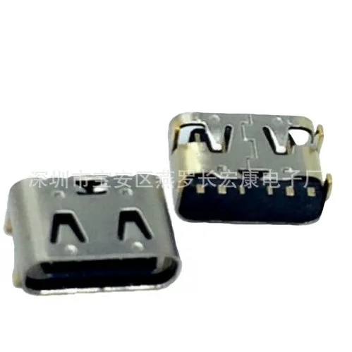 For USB TYPE-C 24PIN Female Connector Double Row Pin Double Row SMD Two Pins Six holes at the back