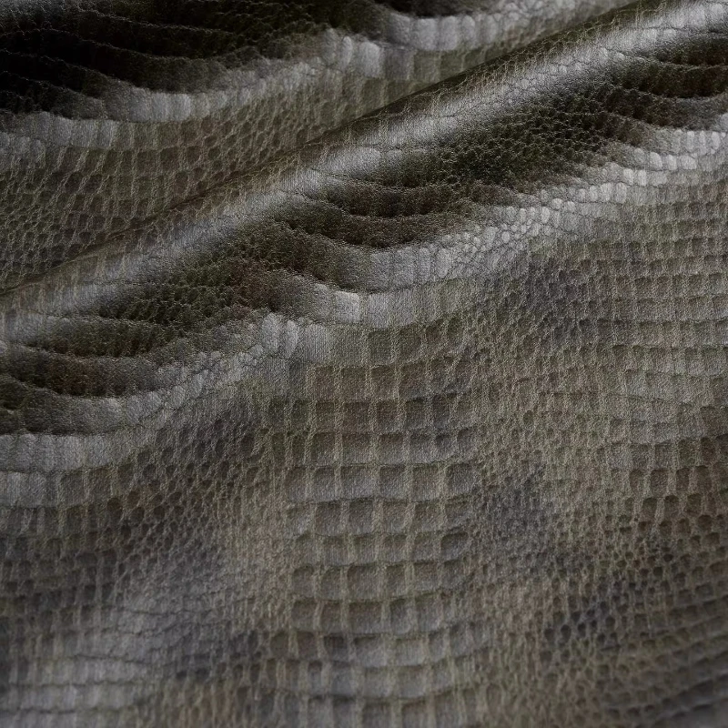 

Olive Green Snakeskin Pattern Leather Embossed Texture Soft Silky Designer Creative Handmade Craft Material Fashion Decoration