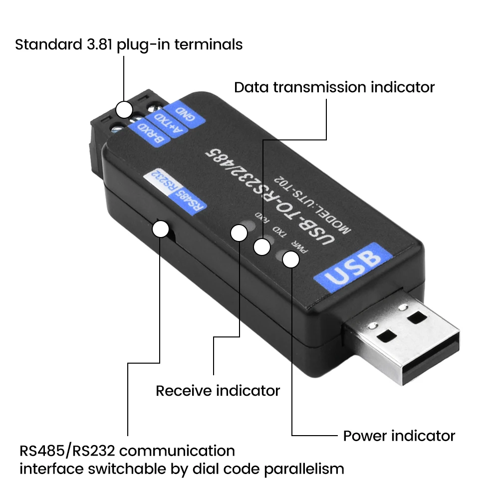 Modulo di comunicazione da USB a RS485/RS232 convertitore da USB a TTL convertitore di linea con porta seriale bidirezionale mezzo Duplex