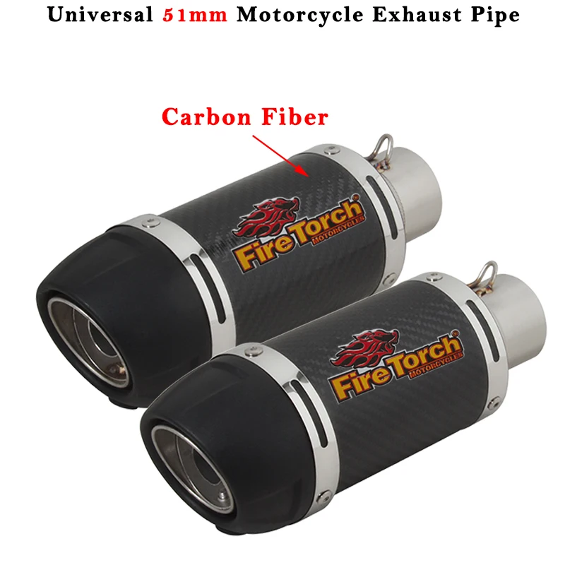 

Universal 51mm Motorcycle Exhaust Carbon Fiber Escape Modified Muffler With DB Killer For MSX125 CBR125R R15V4 Z125 DUKE250 MT03