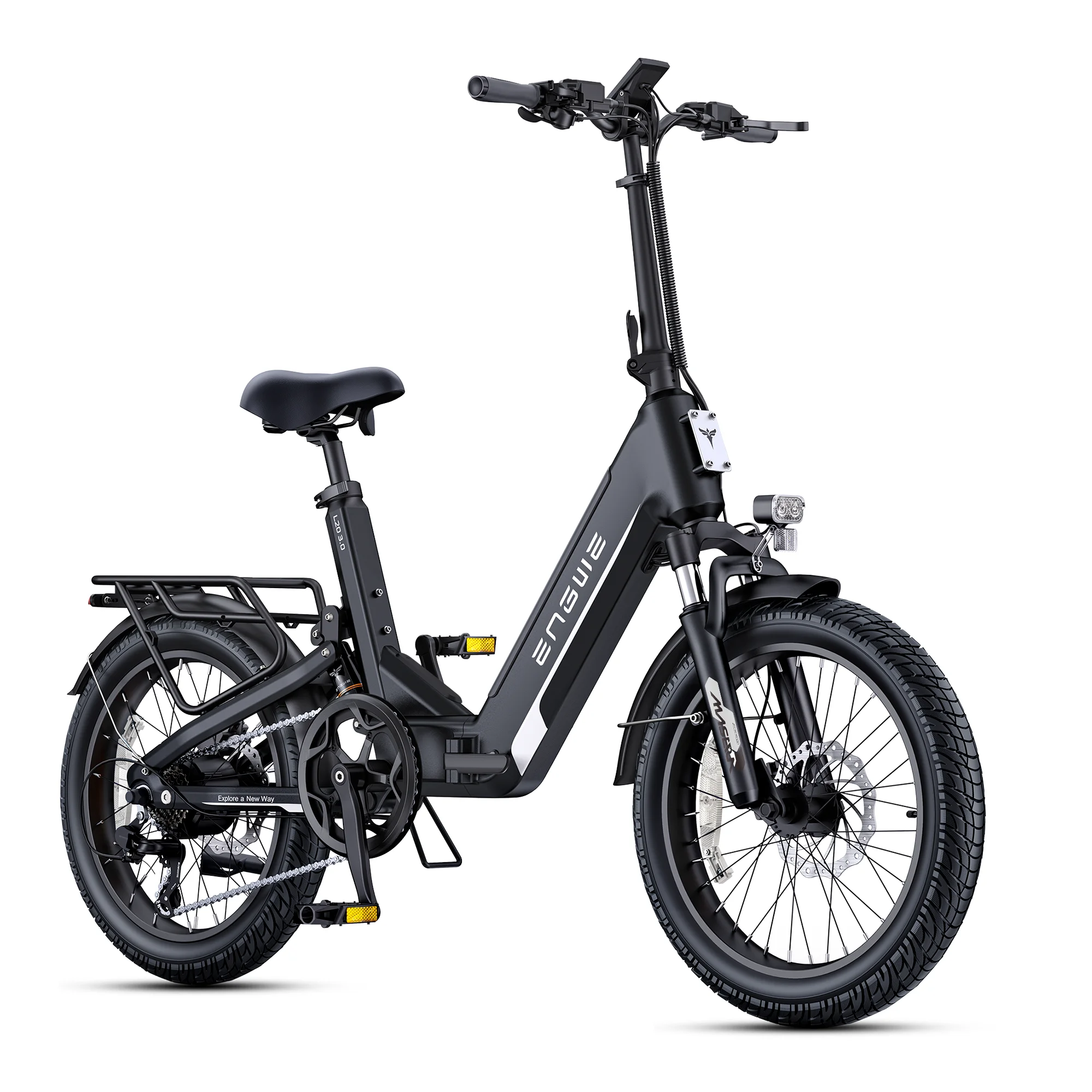 ENGWE L20 3.0 Full Suspension E-Bike, 1500W 48V 15Ah 60Miles, Smart GPS Anti-Theft, 28MPH Foldable Commuter Ebike