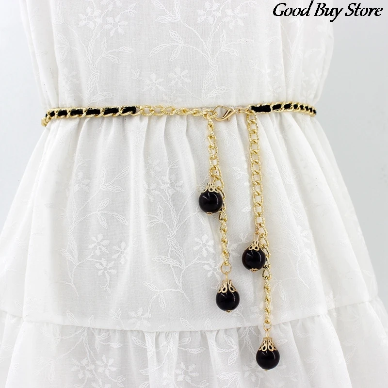 Metal Chain Belts Beautiful Braid Waistband Ladies Wedding Party Dress Dercoration with Pearl Women Adjustable Waist Chains New