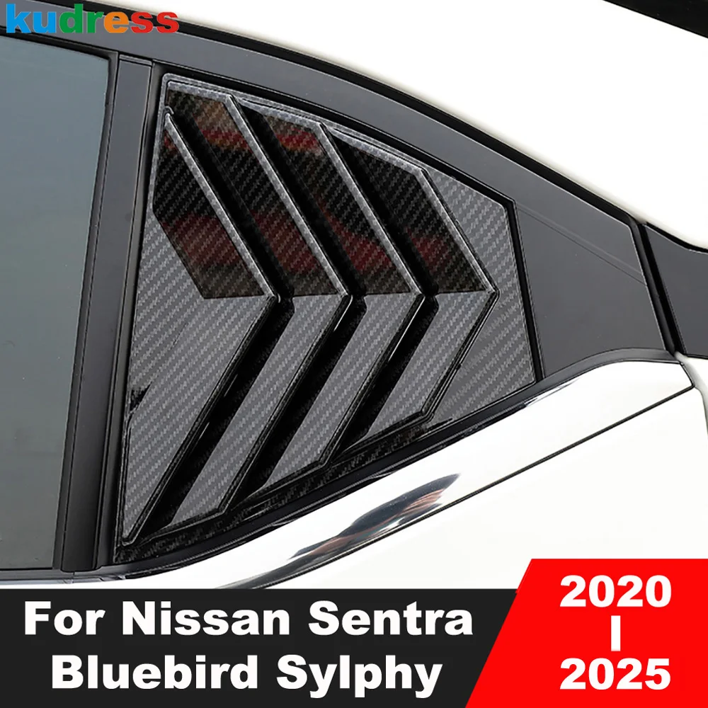 

For Nissan Sentra Bluebird Sylphy 2019-2023 2024 2025 Carbon Fiber Rear Window Louver Shutter Cover Trim Interior Accessories