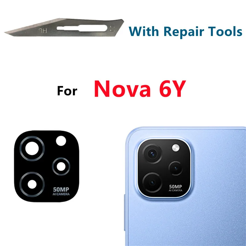 

For Huawei Nova Y61 Rear Back Camera Glass Lens Replacement Parts Cover with Adhesive Sticker EVE-LX9 EVE-LX9N EVE-LX3