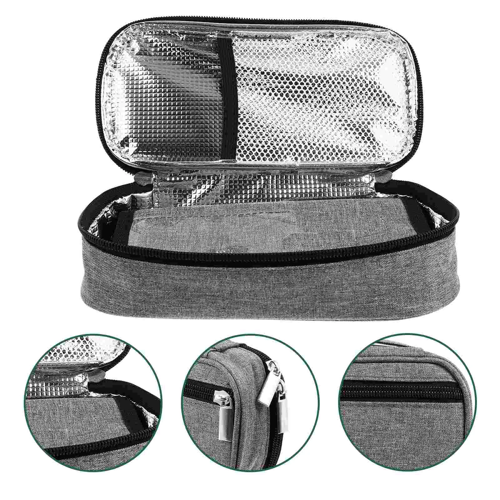 กระเป๋า Duffle สําหรับเดินทาง Insulin Multi-function Case สะดวกกระเป๋าเดินทางอุปกรณ์เสริมสีเทาแบบพกพา