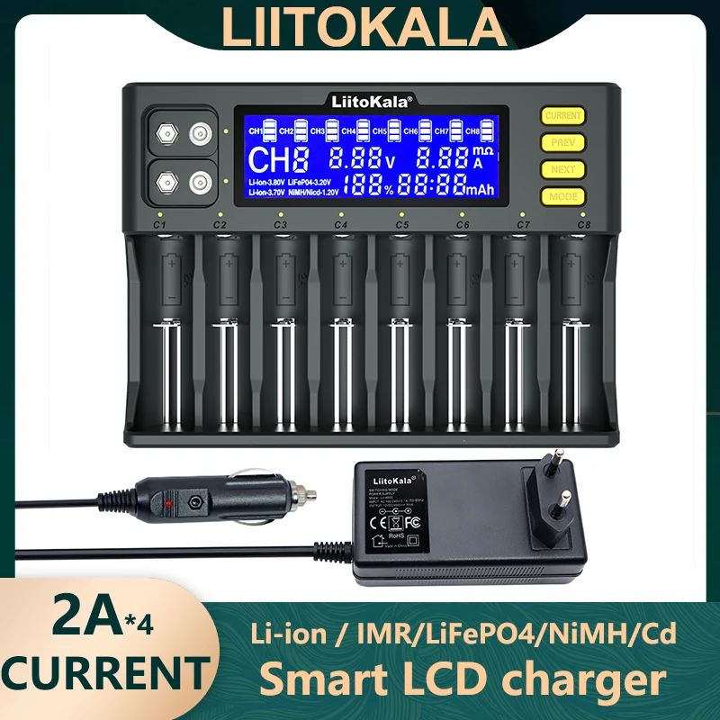 Liitokala Lii-s12 Lii-S8 18650 Battery Charger for 1.2v 3.7V 9V 14500 17500 26650 AA AAA NiMH/CD Rechargeable Lithium Batteries