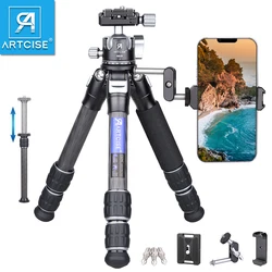 ARTCISE Mini Tripod CS25C with Arca-Swiss Low Profile Tripod Ball Head Lightweight Compact Travel Carbon Fiber Desktop Tripod