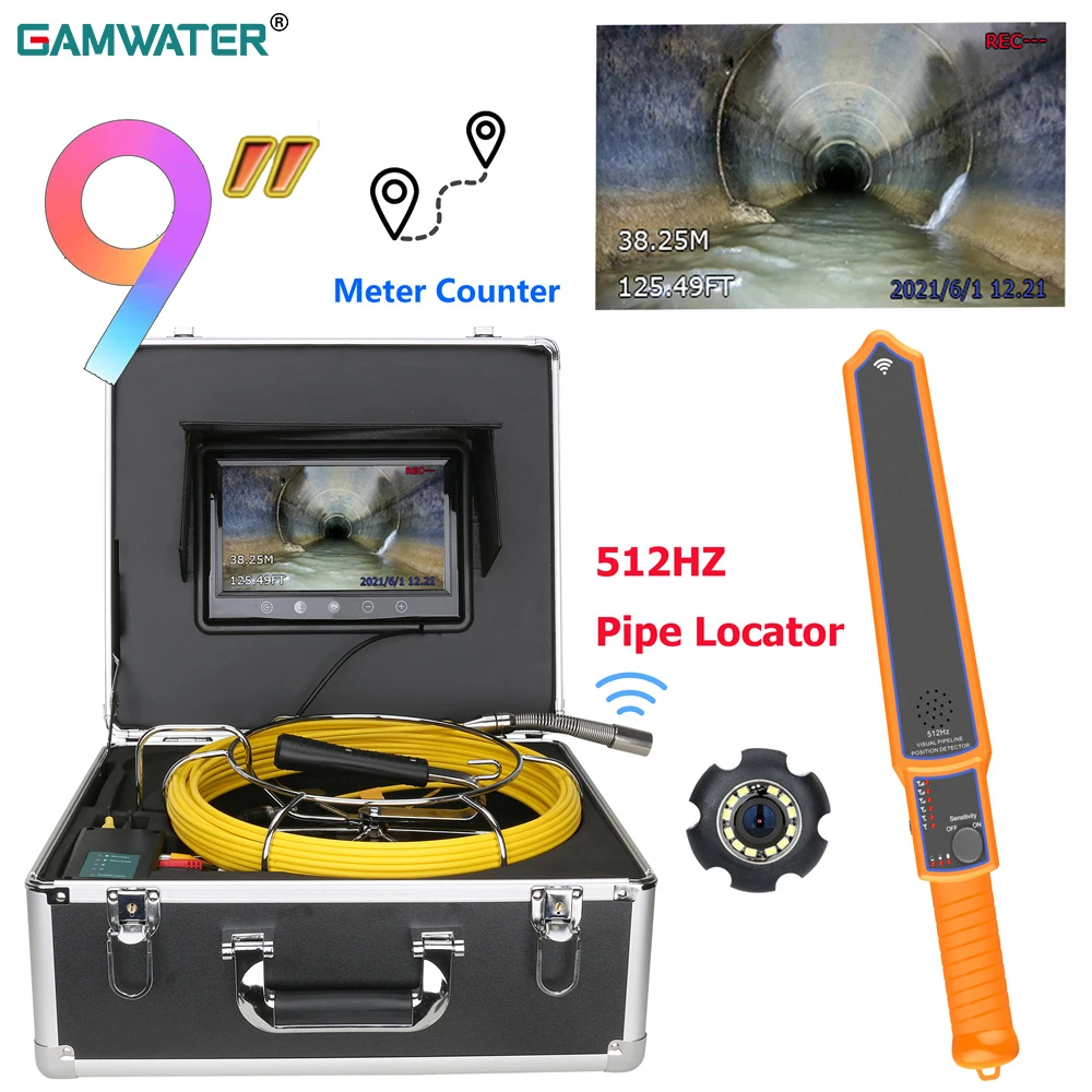 GAMEATER Drain Sewer Camera with 512HZ Locator Pipeline Industrial Endoscope 9