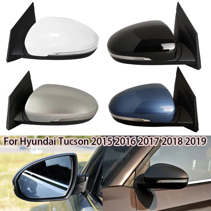 Car Rear View Side Door Mirror Assembly For Hyundai Tucson 2015-2019 Electrical power folding Heated Glass Turn signal lights