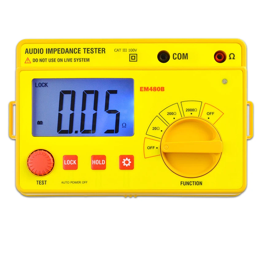

EM480B Digital Audio Impedance Tester Meter Test Range 20Ω/200Ω/2000Ω Resistance Meter 1KHz Test Frequency Data Hold