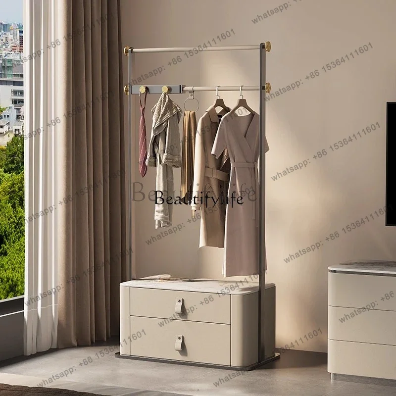 Factory Customization.Minimalist Luxury Coat Rack High-End Bedside Table Leather Floor-Standing Italian Style Chest of Dr