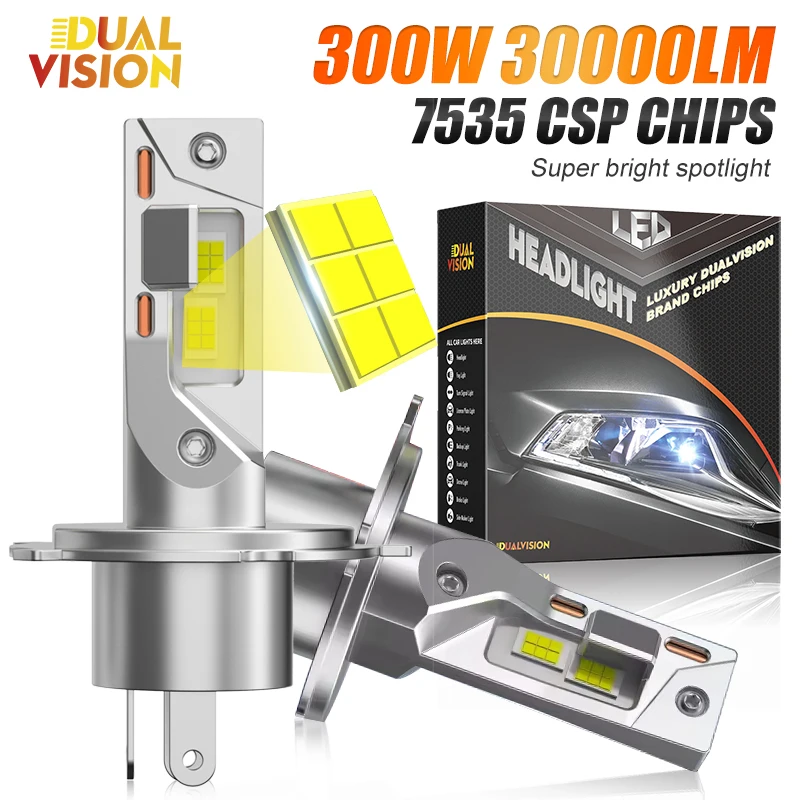 

H7 Headlight H4 Bi LED Bulbs for Car CANBUS 300W High Power Auto Lights 6000K Mini Wireless CSP Chips Automobile LED Headlamp
