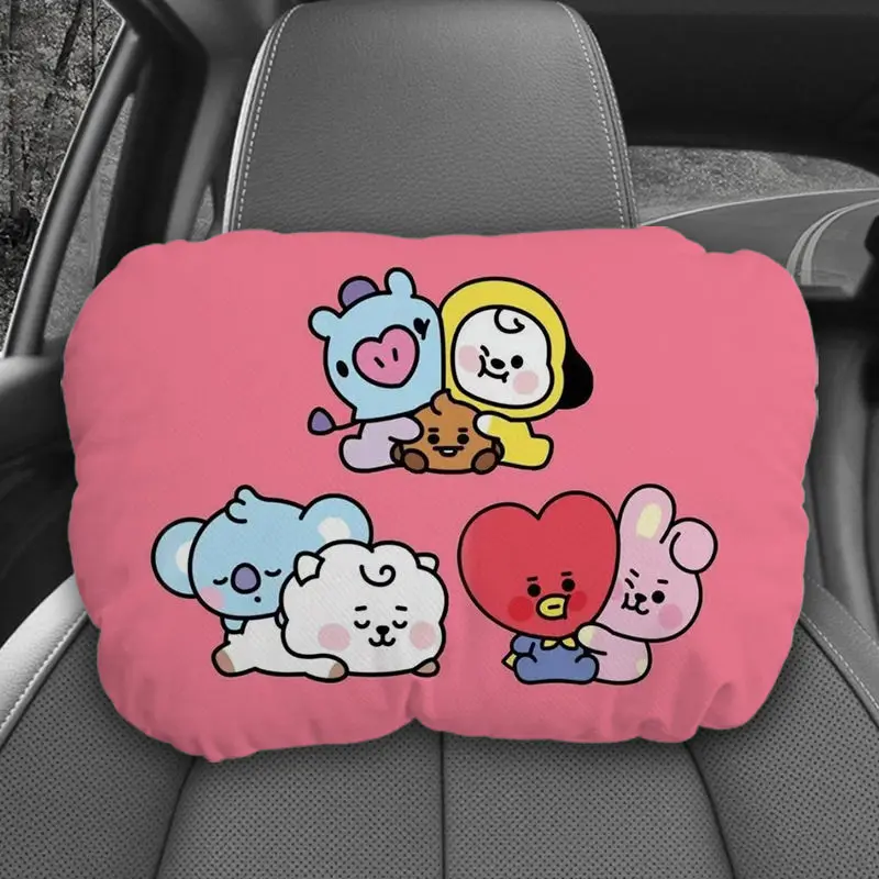 Anime Cartoon Bt21 Tata Cooky Chimmy Car Neck Pillow Creative New Adjustable Car Seat Pillow Car Seat Cushion Gift for Friends