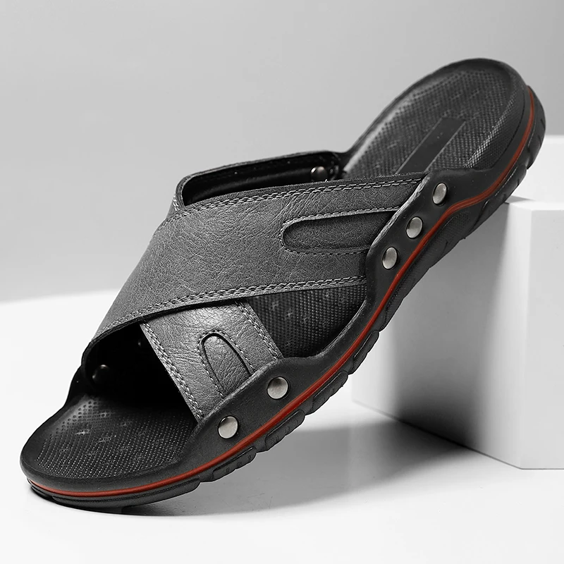 Hot Sale Mens Classics Slippers Men\'s Waterproof Shoe Summer Male Anti-Slip Slides Outdoor Men Light Soft Beach Sandals Size 48