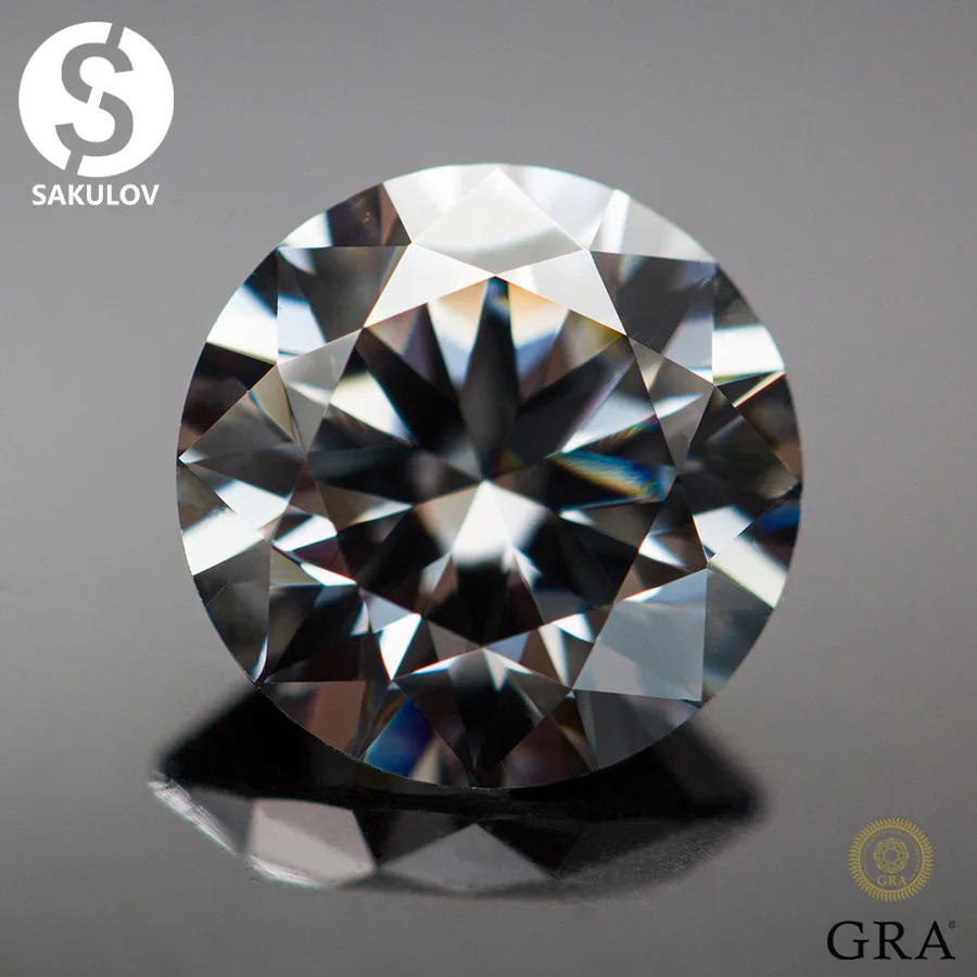 

Gray Color Moissanite Lab Diamonds VVS1 0.5-5.0ct 3EX Round Cut Loose Gemstones Pass Diamond Tester with GRA Certificate