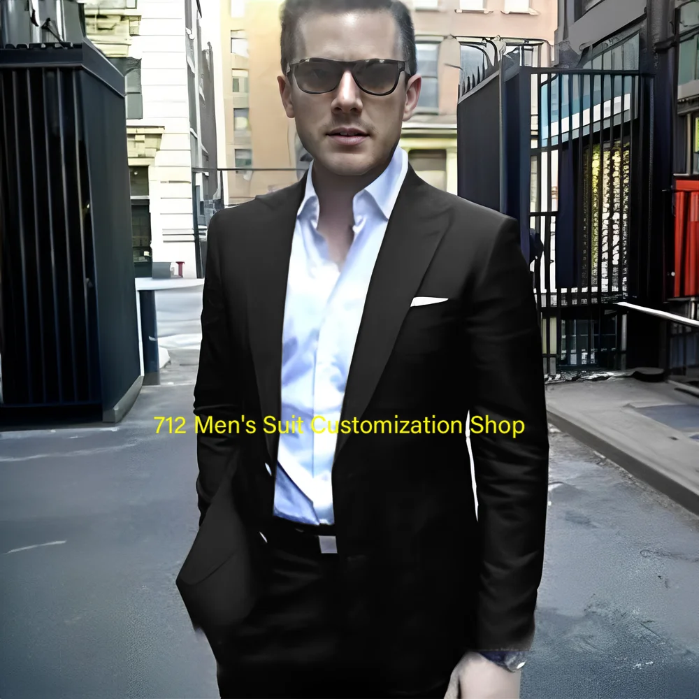 

Business Men's Suit 2 piece Suit Wedding Groom Tuxedo Jacket Pants Formal Peak Lapel Blazer XS-5XL Custom Clothes