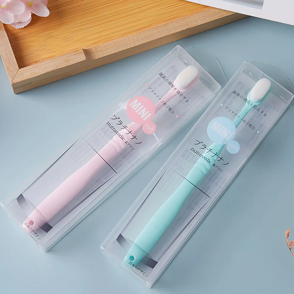 

2pcs Ultra Soft Bristle Toothbrushes Micro-Nano Gum Care Slender Flexible Deep Cleaning Sensitive Teeth Non-Slip Handle Nylon