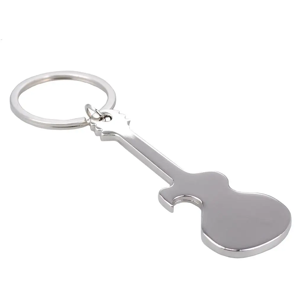 Novelty Guitar Key Ring Creative Silver Key Holder Mini Bag Keyring for Key Pendants and Handbag Decor