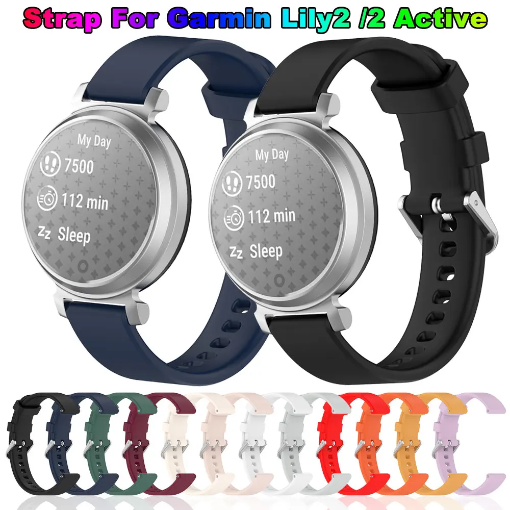 Official Silicone Watchband For Garmin Lily 2 Soft 14mm Strap Bracelet For Garmin Lily2 Active Replacement Wristband