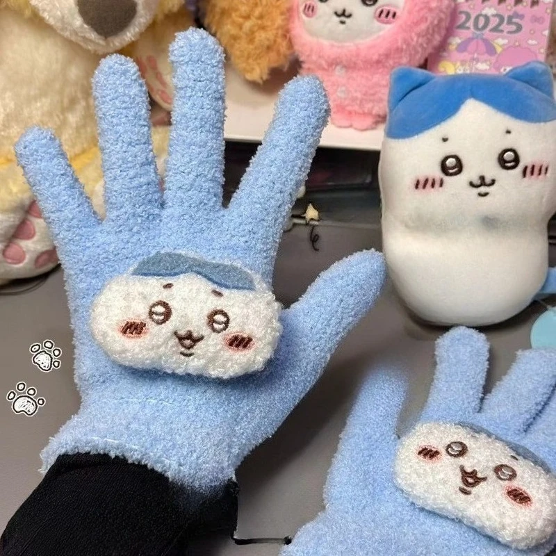 Kawaii Chiikawa Simpatici guanti in pile di corallo Peluche di cartone animato Caldo e antigelo Autunno e inverno Studente Ciclismo Regali per ragazzi e ragazze
