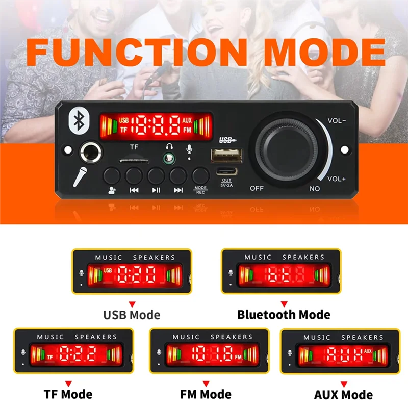 USB/TF FM Mic Rauschunterdrückung Bluetooth 5.0 MP3/WAV FLAC Verstärker Decoder Board 24V 2X 80W Auto Audio System-X64A