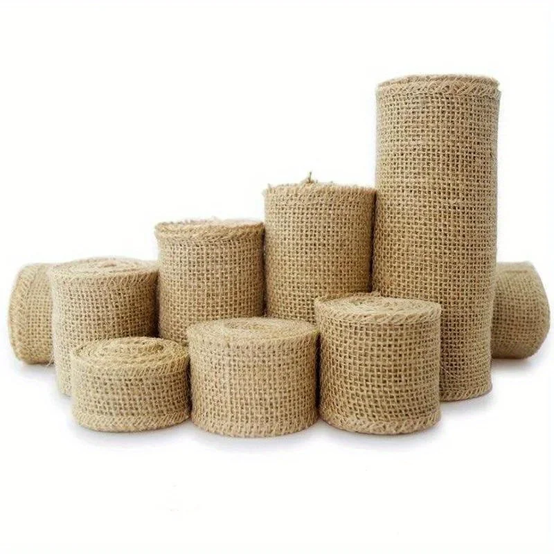 1M/Roll Natural Satin Ribbons Jute Hemp Sewing Clothing DIY Crafts Vintage Jute Ribbon Burlap Fabric Wedding Bows Accessories