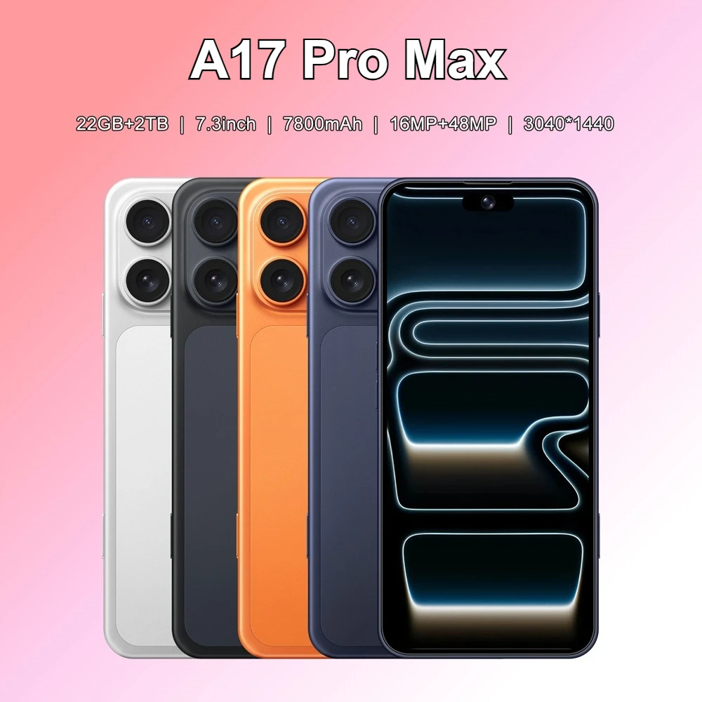K-Touch Smartphone For A17 Pro Max 5G Dual Sim Mobile Phones 22G+2TB 7.3inch Cell Phone Face ID Unlocked 7800mAh Battery 16+48MP Cellphones