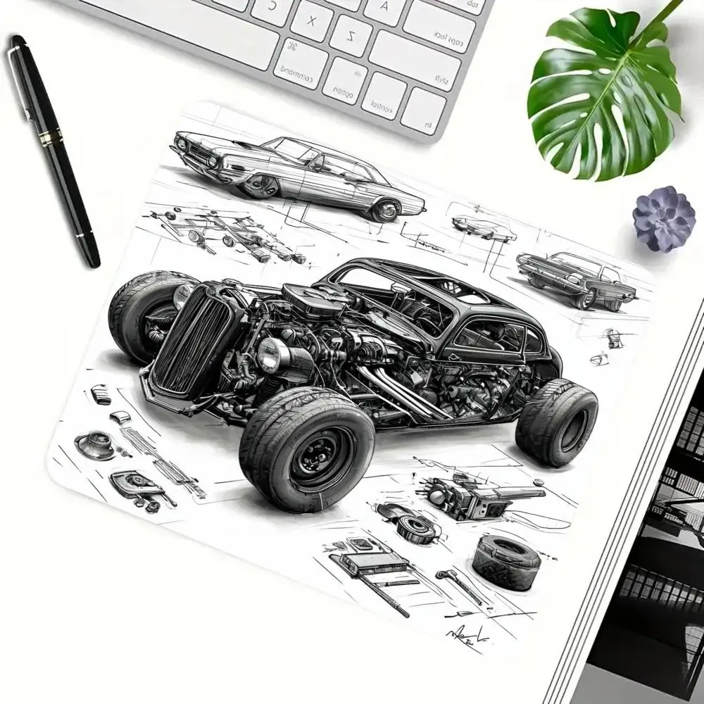 Vintage Modified Disassembled Car playmat large size games laptop office desktop keyboard accessories mousepad