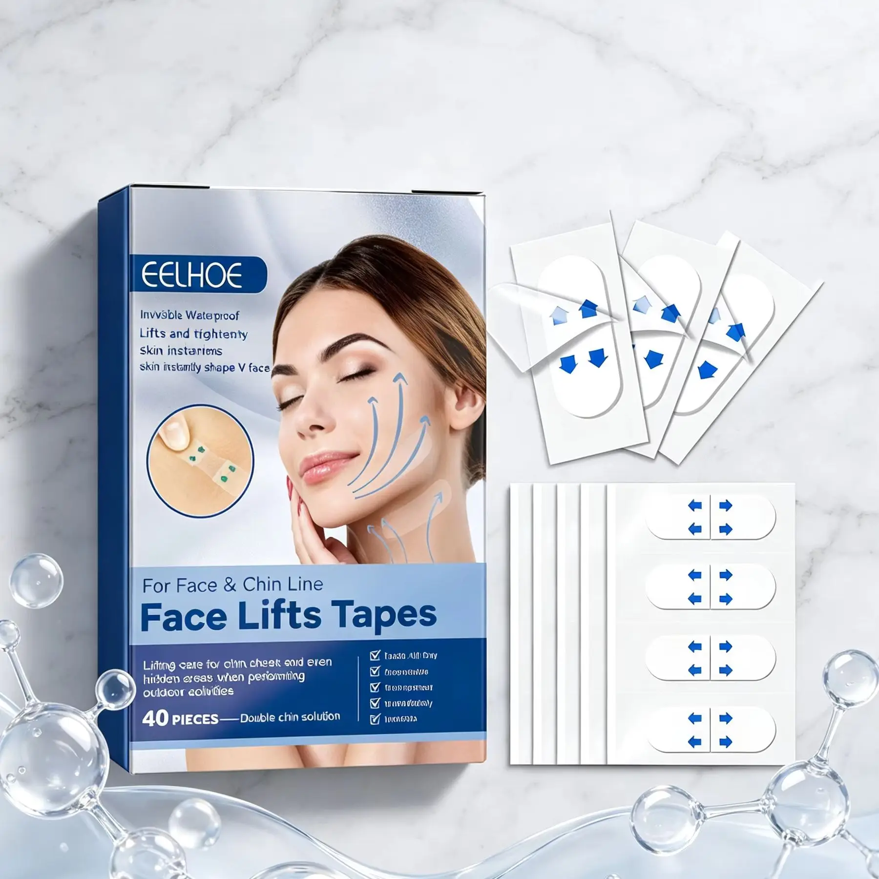 EELHOE Invisible Face Lift Tape Firm Skin Tightening Waterproof Breathable Anti Sagging V Line Face Lifting Skin Adhesive Tape